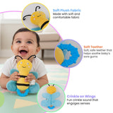 Nuluv Crinkly Bee Baby Sensory Toy 13 × 12.5 × 12.5 cm Yellow & Blue