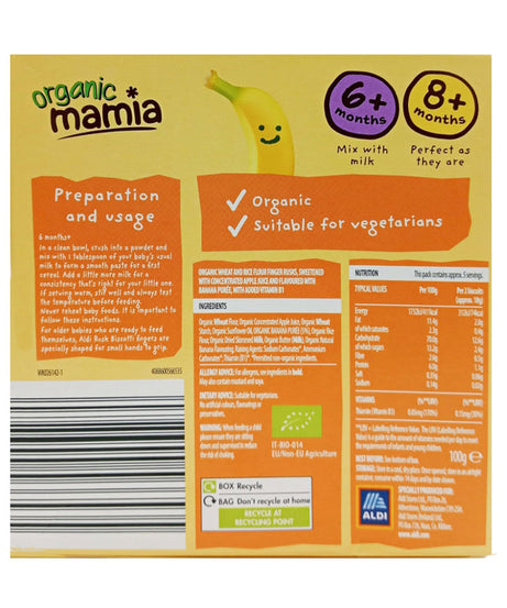 Organic Mamia Rusk Biscotti Fingers - Banana