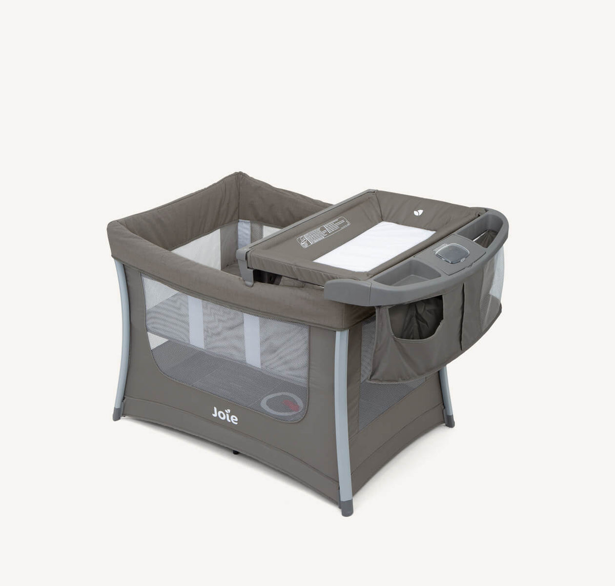 Joie Illusion™ Travel Cot with Bassinet & Changer – Nickel
