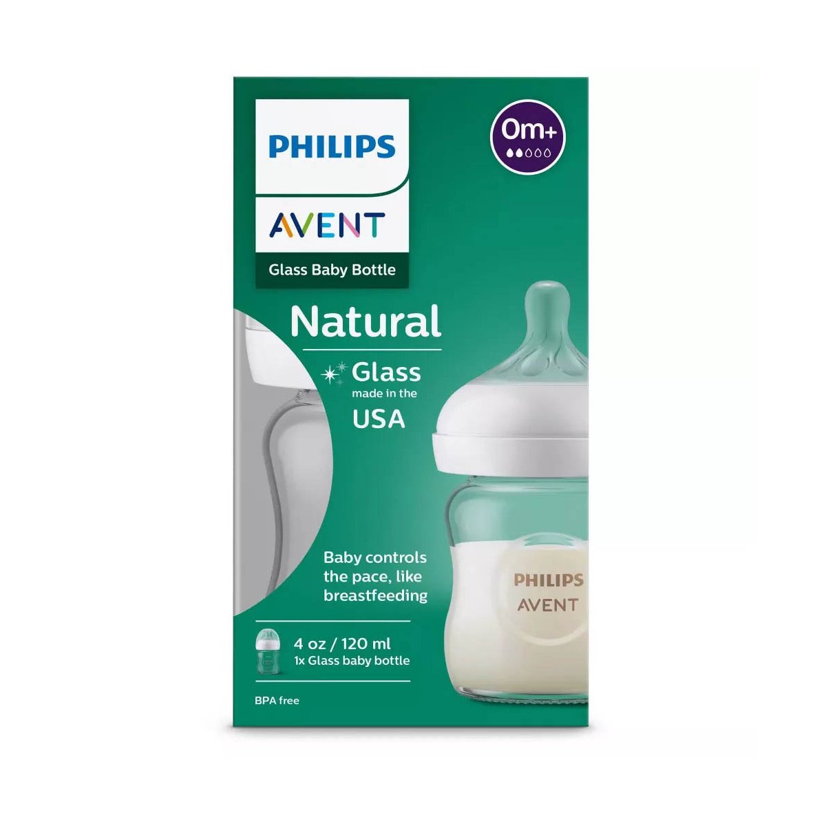 Philips Avent Natural Response Glass Baby Bottle 120ml – SCY910/01