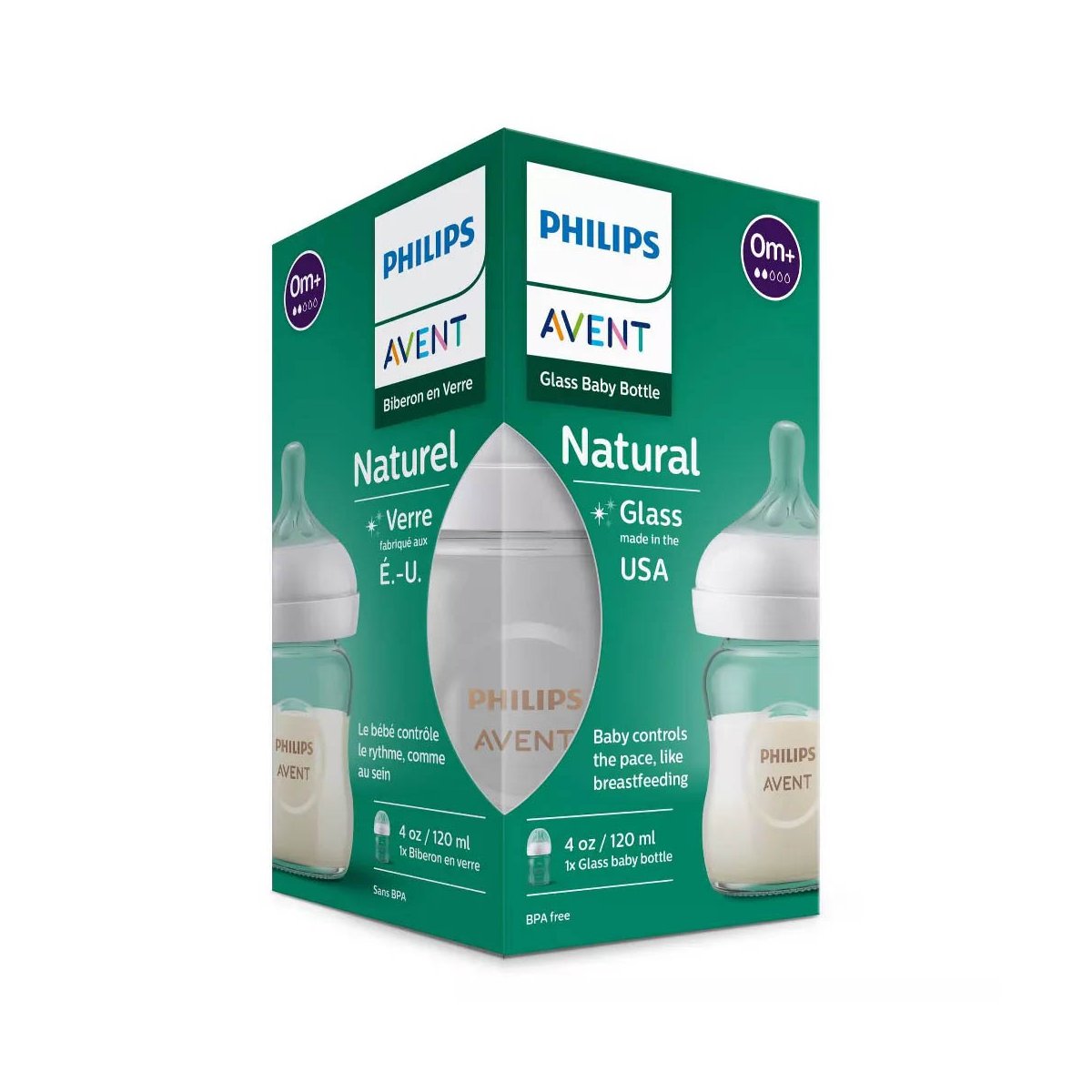 Philips Avent Natural Response Glass Baby Bottle 120ml – SCY910/01
