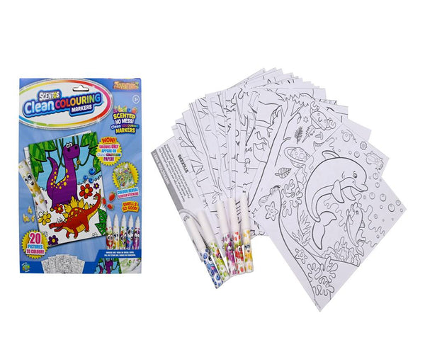 SCENTOS Clean Coloring Markers- Adventure 20 Pictures