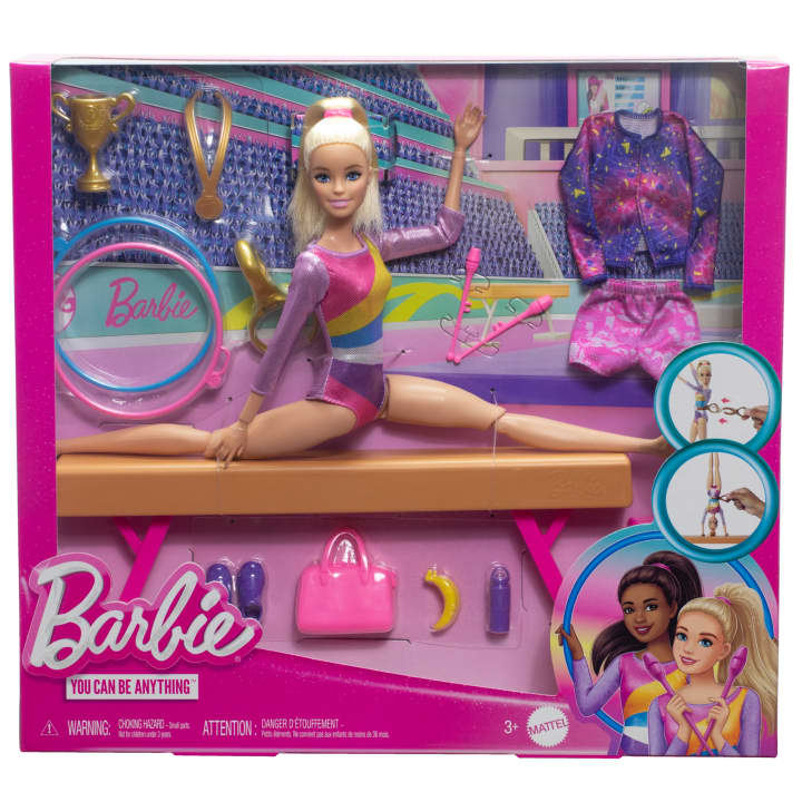 Barbie Gymnastics Playset with Blonde Doll & Balance Beam – HRG52