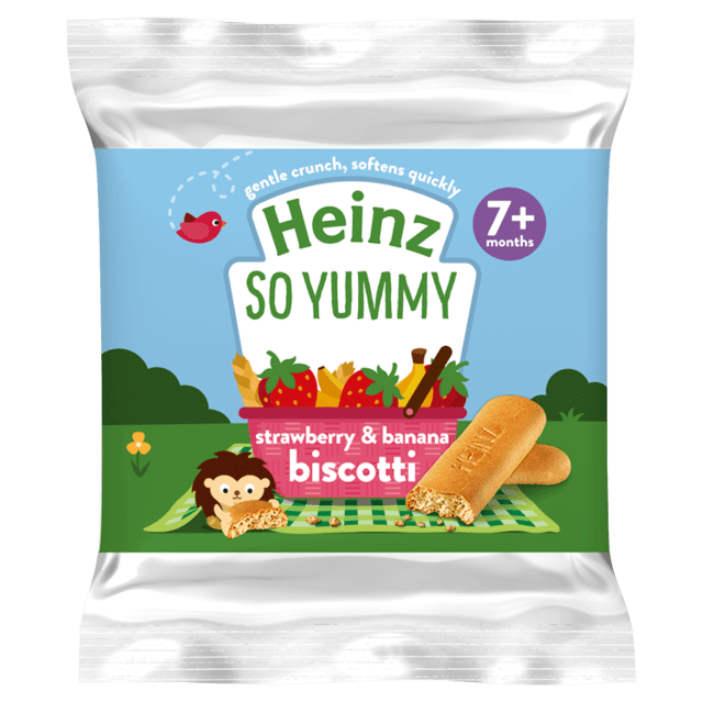 Heinz So Yummy Strawberry & Banana Biscotti Baby Snack – 7+ Months