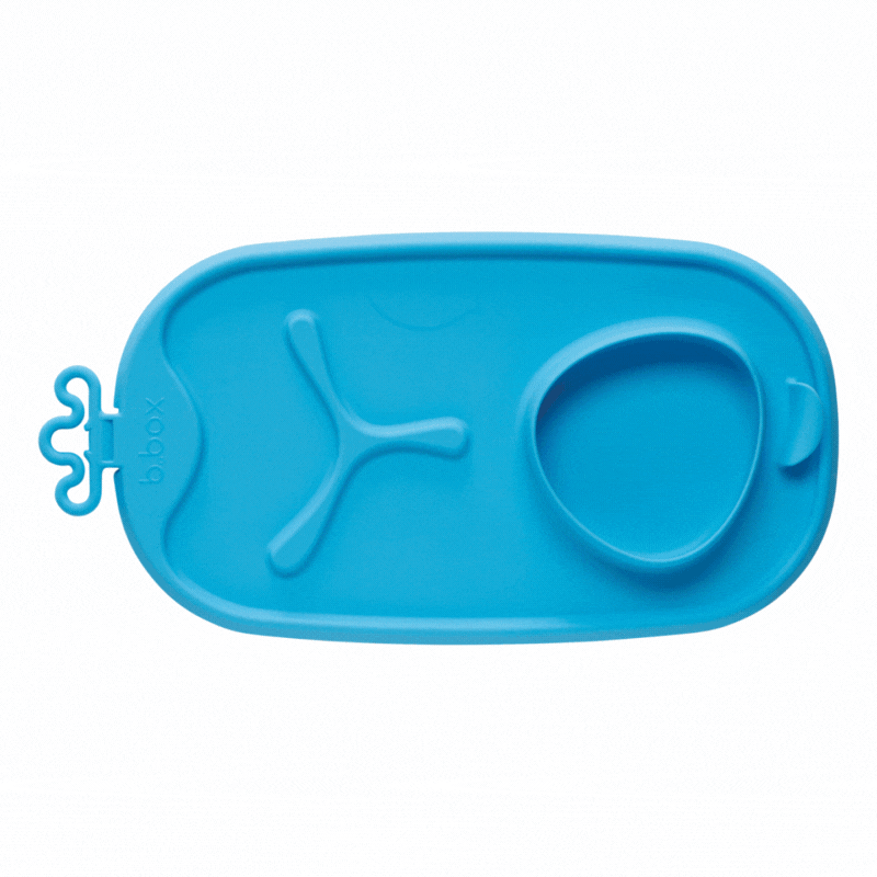 b.box Roll + Go Silicone Mealtime Mat with Spoon – Blush