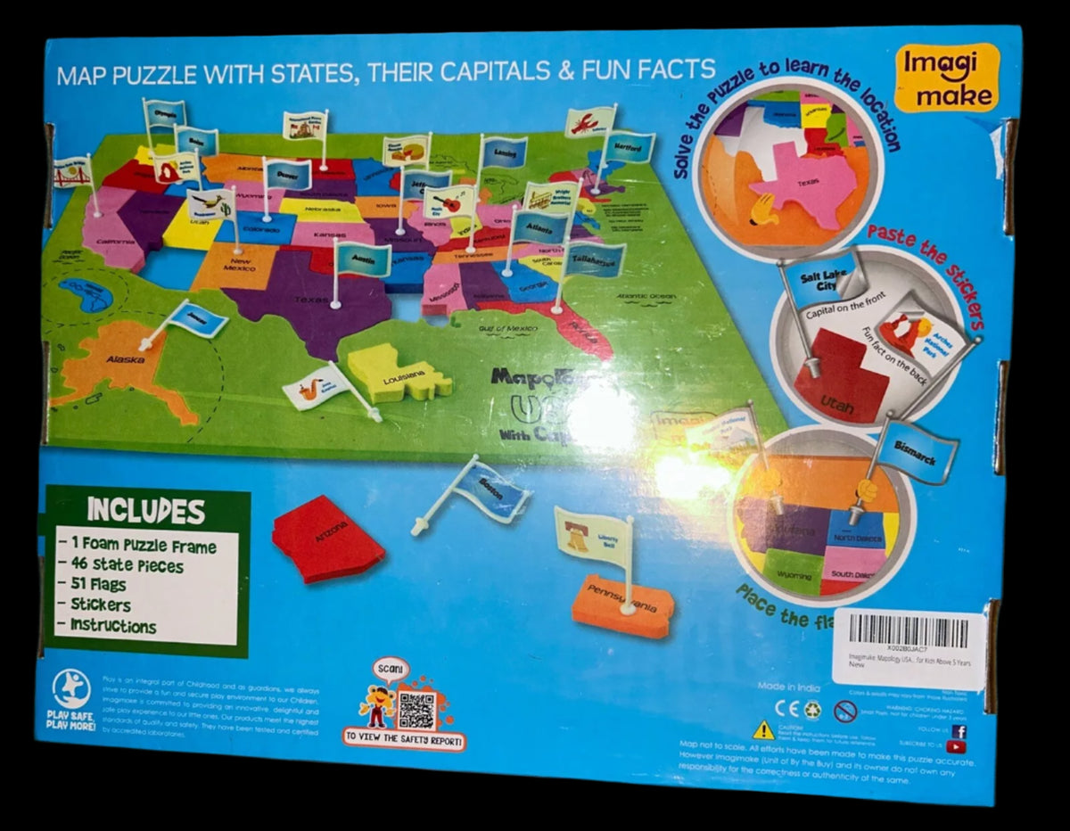 Mapology USA States, Capitals, Fun Facts, 47 pcs Puzzle, BRAND NEW/SEALED