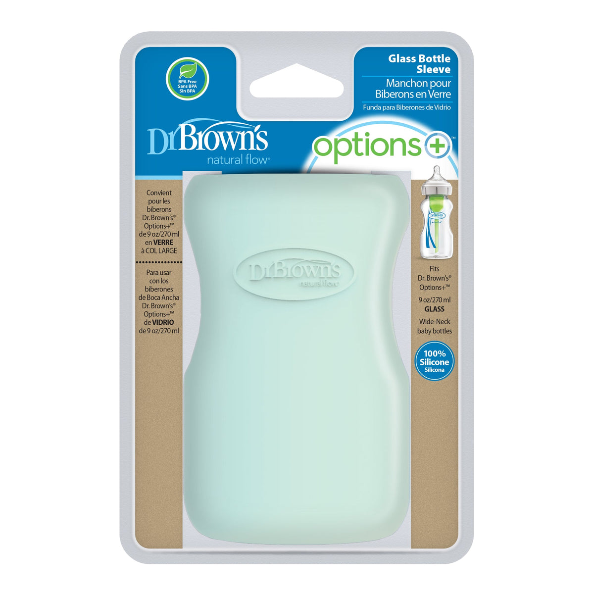 Dr. Brown's Glass Wide Neck Bottle Sleeve Mint 270Ml