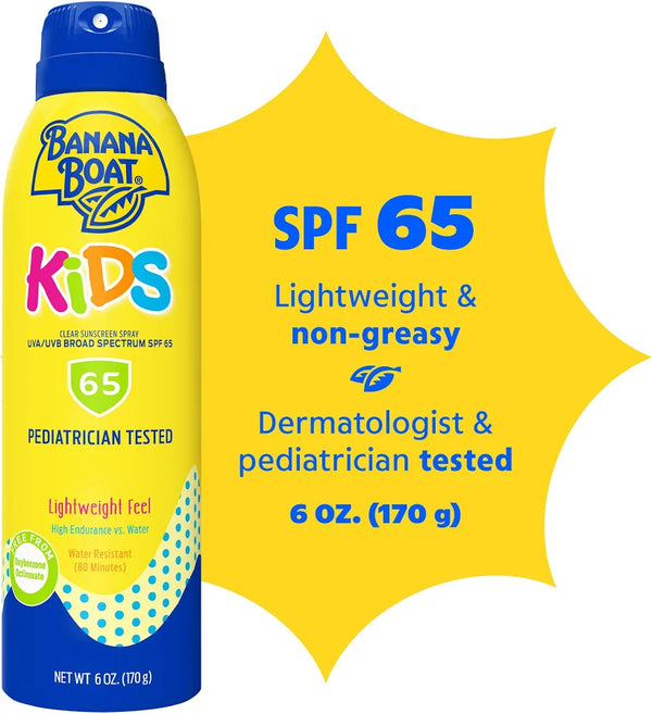 Banana Boat Kids Clear Sunscreen Spray SPF 65 170g – Yellow