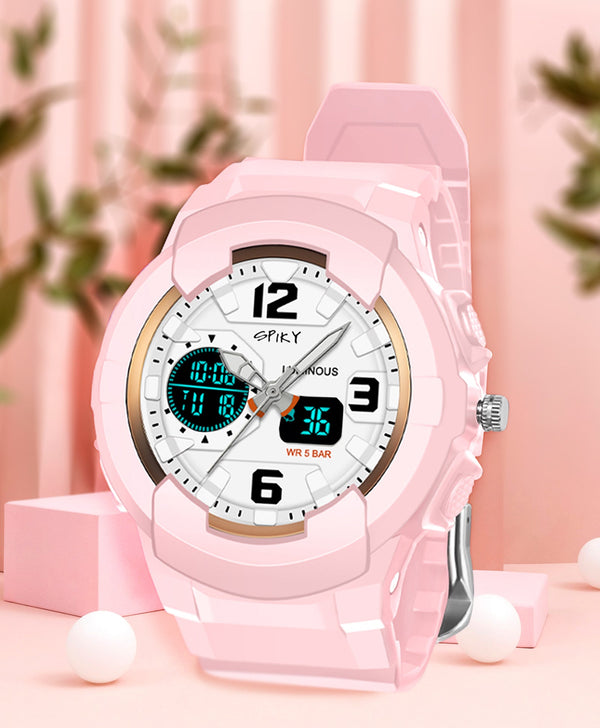 Spiky Eva6 Analog & Digital Sporty Watch - Pink