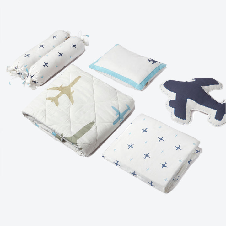 Masilo Organic Cotton Cot Bedding Set Dream Wings 6-Piece – Airplane Print