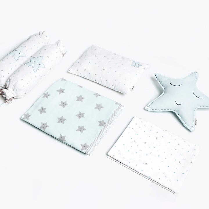 Masilo Organic Cotton Cot Bedding Set Sleepy Star 6 Piece – Blue