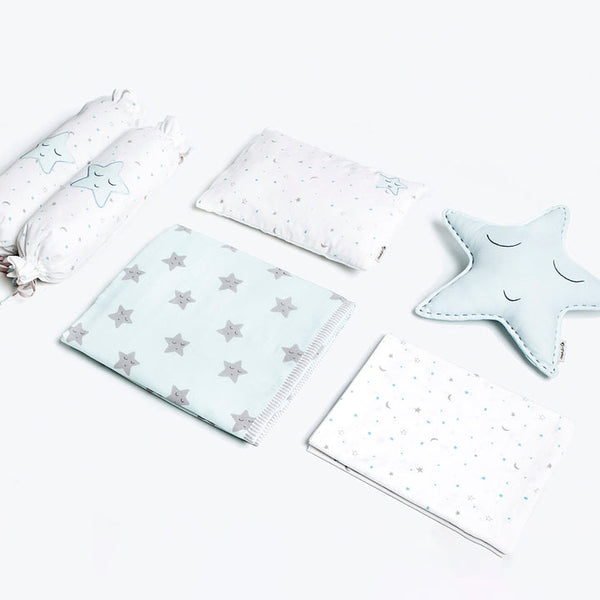 Masilo Organic Cotton Cot Bedding Set – Sleepy Star (Blue)