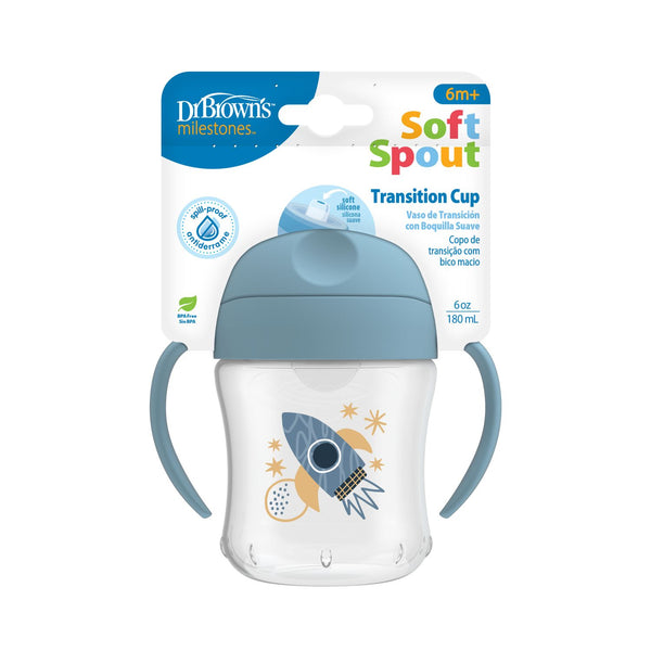 Dr Browns Soft Spout Transition Cup 6 Oz - Blue