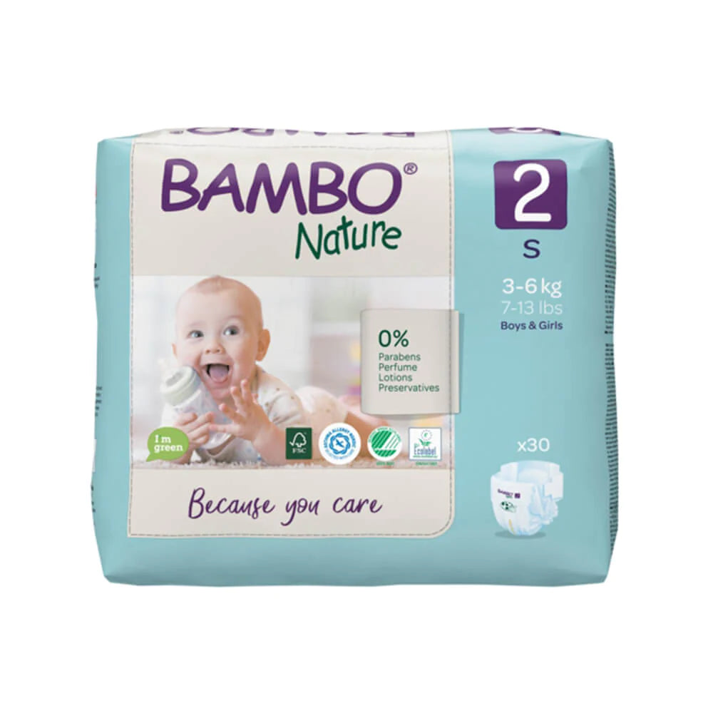 Bambo Nature Size 2 Small Baby Tape Diapers 3–6 kg – Pack of 30