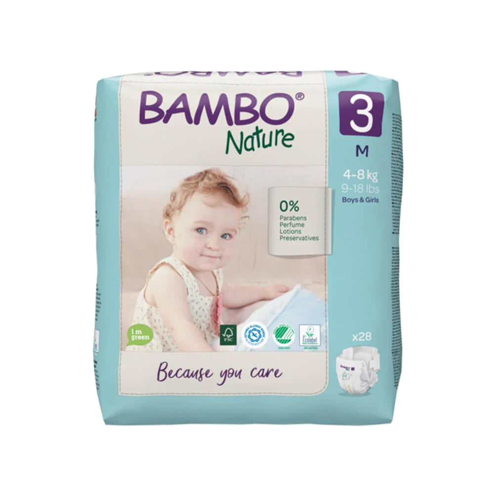 Bambo Nature Premium Baby Tape Diapers Size 3 Medium 4–8 kg – 28 Pack