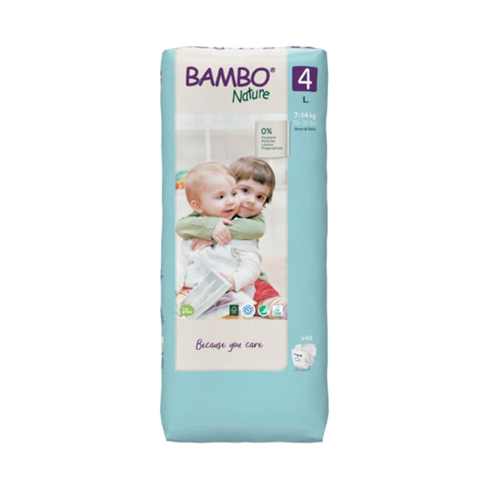 Bambo Nature Premium Baby Tape Diapers Size 4 Large 7–14 kg – 48 Count