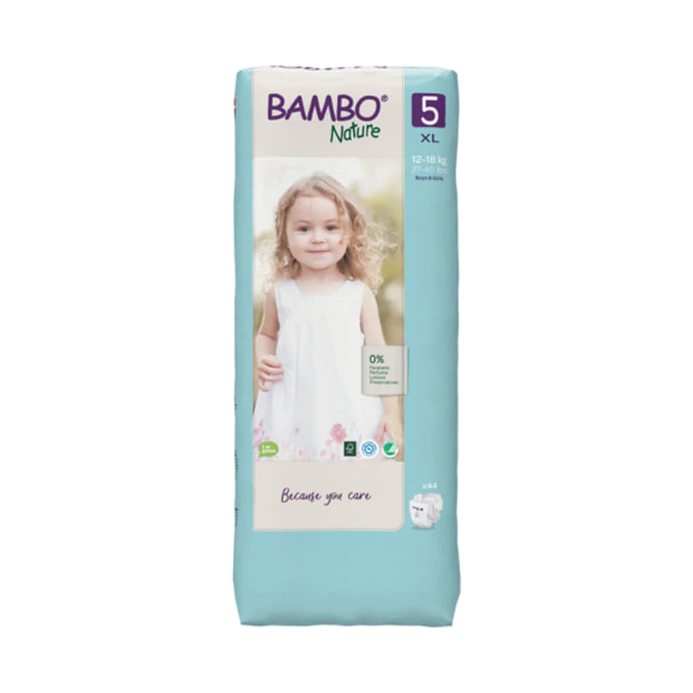 Bambo Nature Premium Baby Tape Diapers Size 5 XL 12–18 kg – 44 Pack