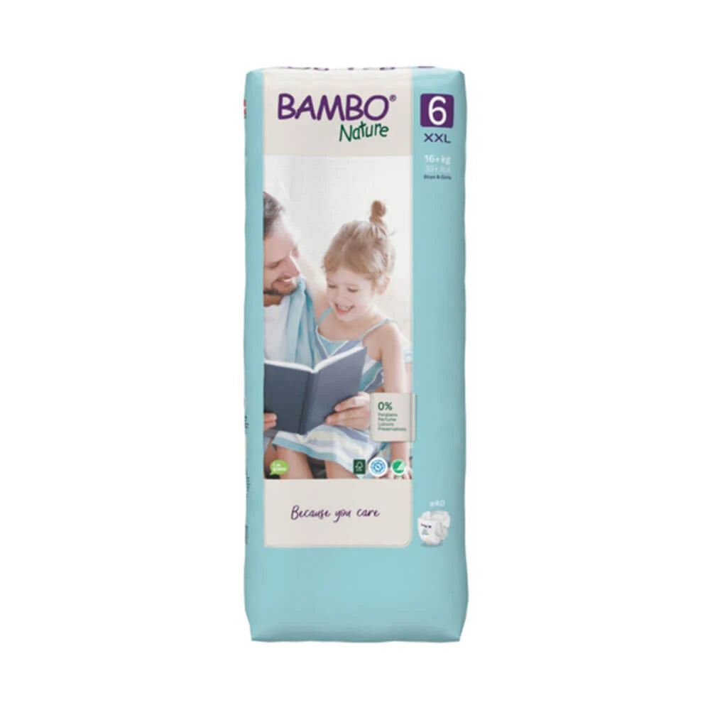 Bambo Nature Premium Baby Tape Diapers Size 6 XXL – 16+ kg, Pack of 40