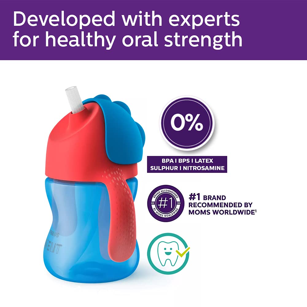 Philips Avent Bendy Twin Handle Straw Cup 200 ml – Blue | 9M+
