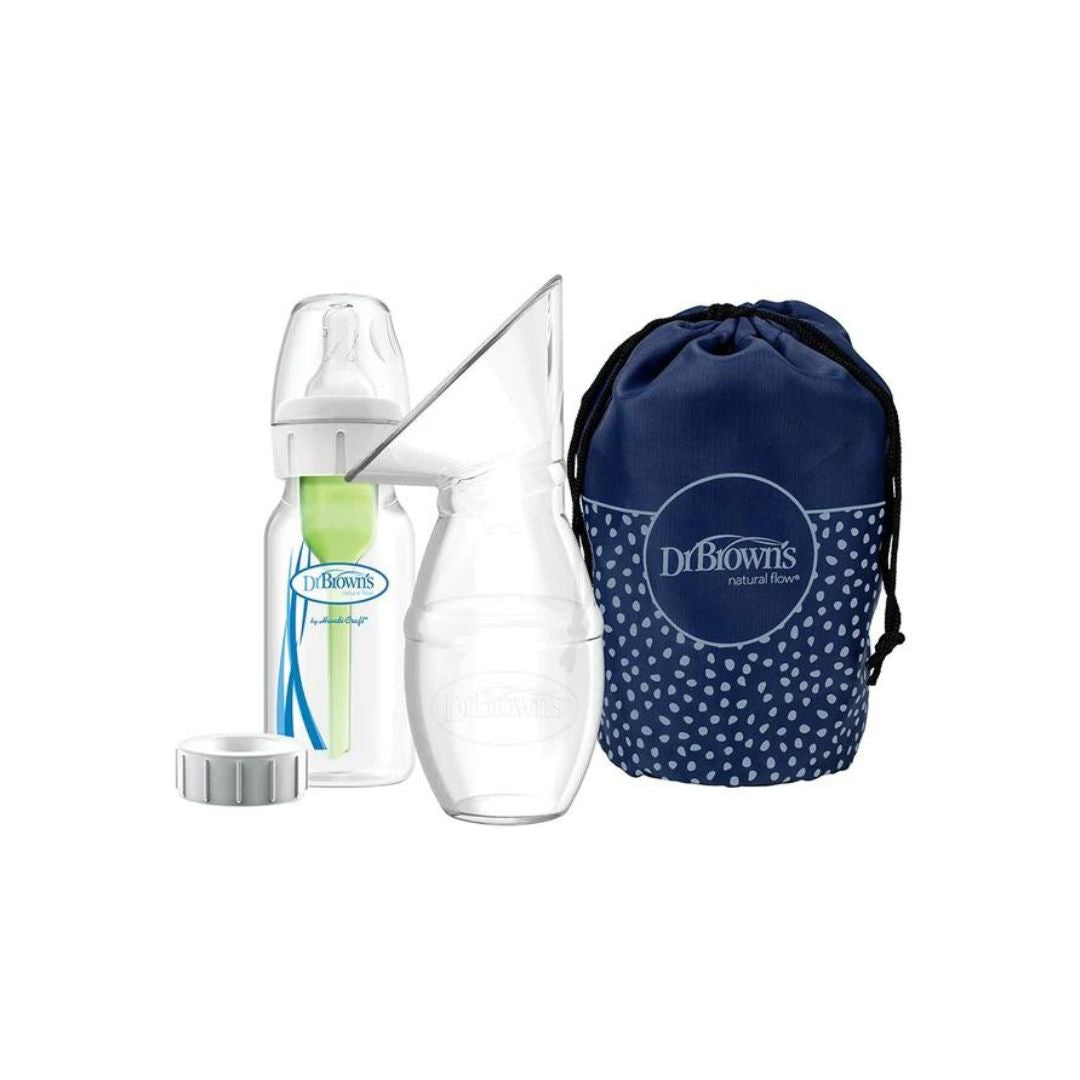 Dr Browns Silicone One-Piece Breast Pump With Options+ Anti-Colic Bottle And Travel Bag