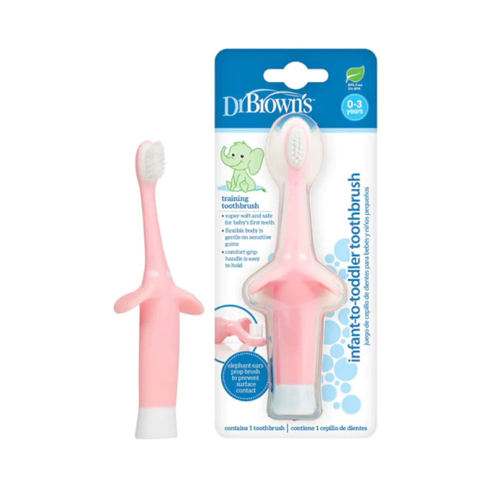 Dr. Brown's Infant-to-Toddler Toothbrush Elephant 0–3 Years Pink