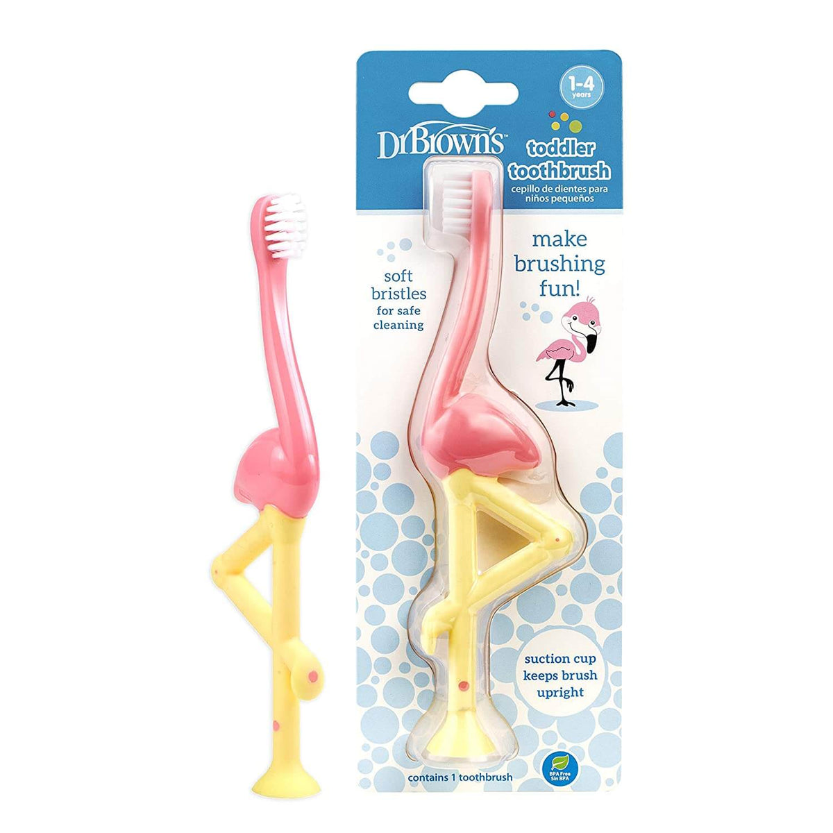 Dr. Brown’s Flamingo Toddler Toothbrush 1 Pack Pink