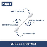 Hopop Baby Cotton Buds Safety Tips 55 Pcs – White