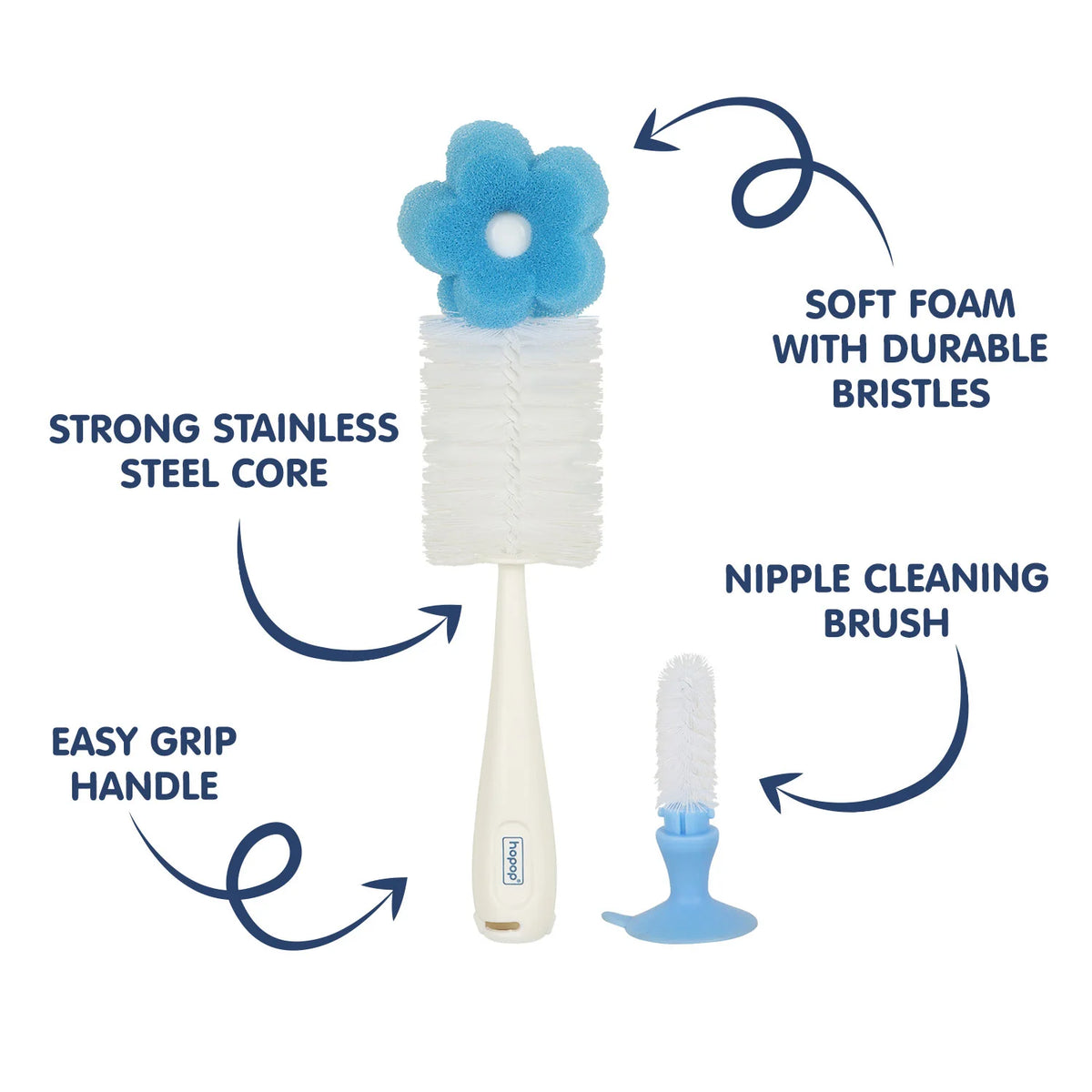 Hopop Bottle & Nipple Cleaning Sponge Brush One Size – Blue