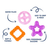 Hopop Multi-Textured Water-Filled Cooling Teether Star Pack of 3 Assorted Colors