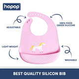 Hopop Adjustable Waterproof Silicone Baby Bib with Crumb Catcher - Assorted