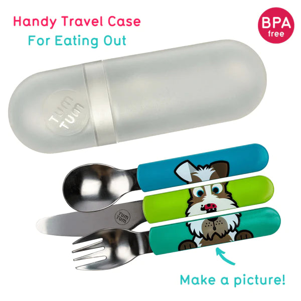Tum Tum Easy Scoop Children'S Cutlery Set With Travel Case, Scruff