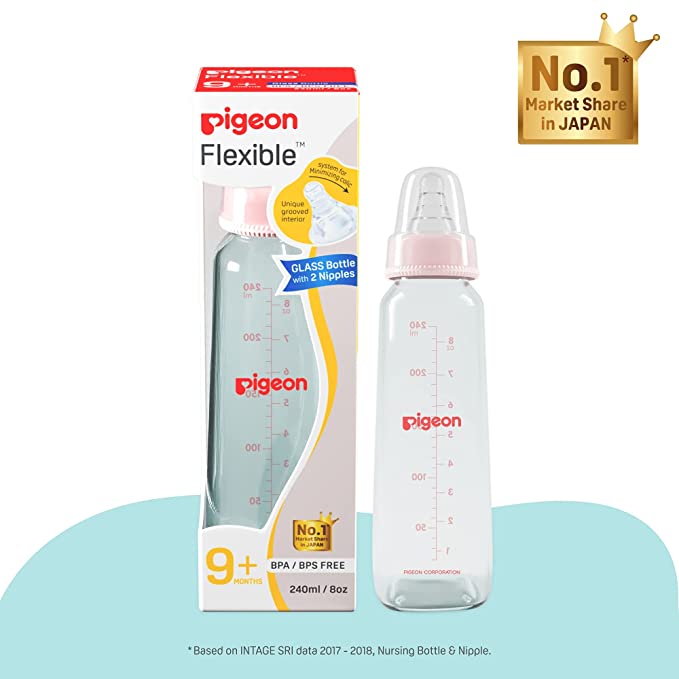 Pigeon Glass Feeding Bottle 6Oz 200Ml Pink