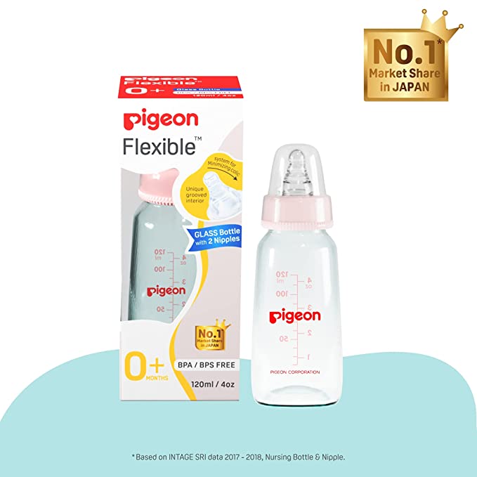 Pigeon Glass Feeding Bottle 4Oz 120Ml Pink