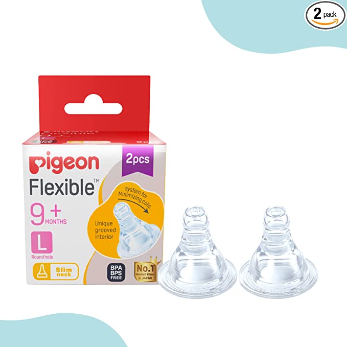 Pigeon Peristaltic Nipple 9m+ L Size (Pack Of 2)